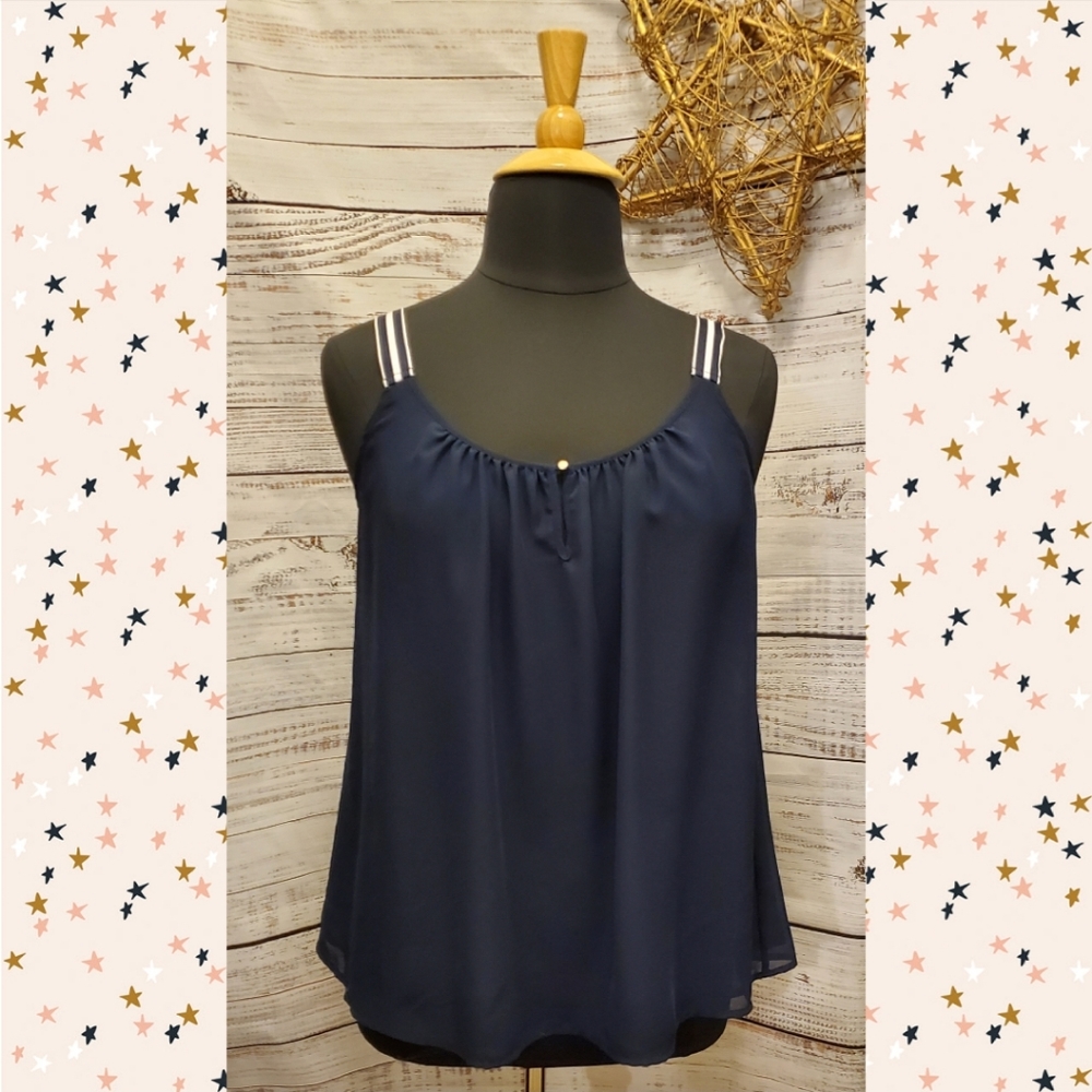Lane Bryant Navy Blue Chifon Swing Tank Top w/Adjustable Straps Sz 16